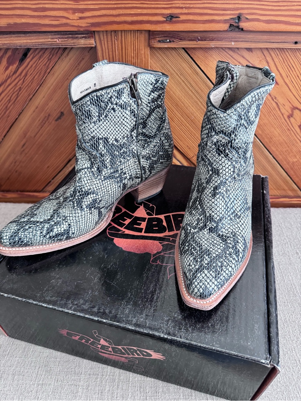 Freebird by Steven Miramar Snake-Print Ankle Boots